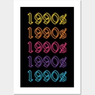 rainbow neon glow 1990s inspired design Posters and Art